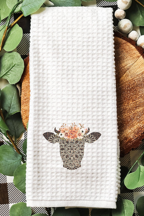 Leopard Boho Heifer Waffle Kitchen Towel