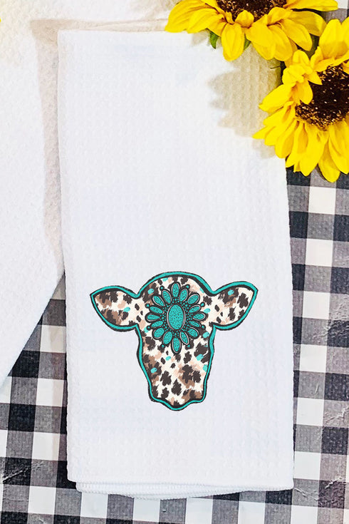 Leopard Concho Cow Waffle Kitchen Towel