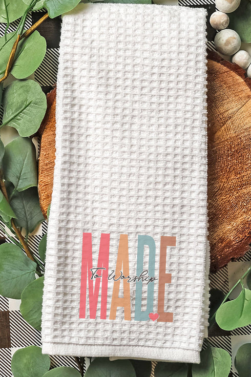 Colorblock Made To Worship Waffle Kitchen Towel