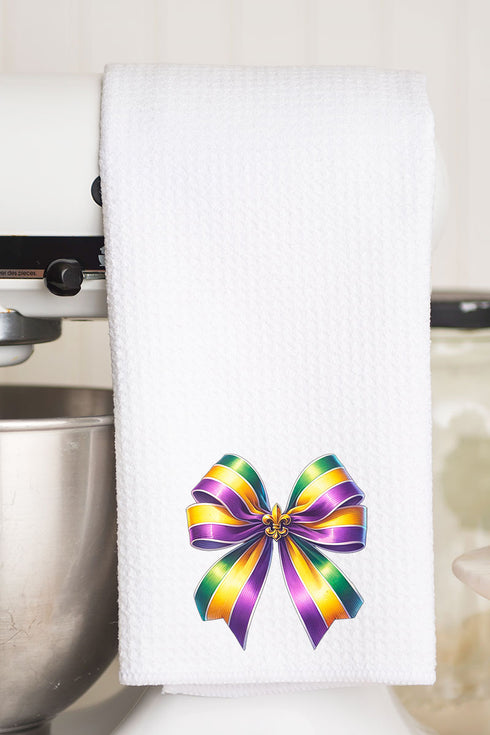 Mardi Gras Ribbon Waffle Kitchen Towel
