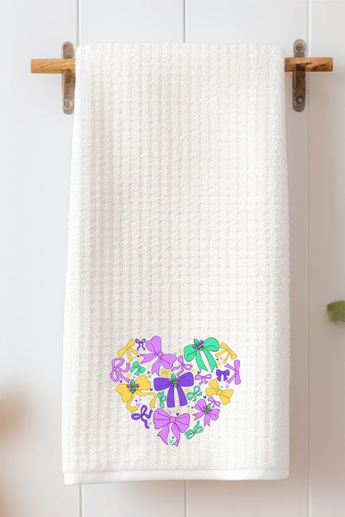 Mardi Magic Bows Waffle Kitchen Towel