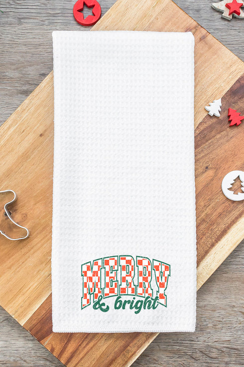 Merry And Bright Checkered Waffle Kitchen Towel
