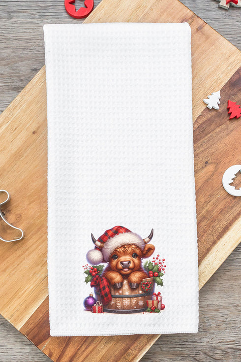 Mooey Christmas Bucket Waffle Kitchen Towel