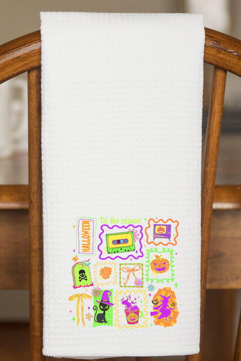 Neon All Hallow's Eve Waffle Kitchen Towel