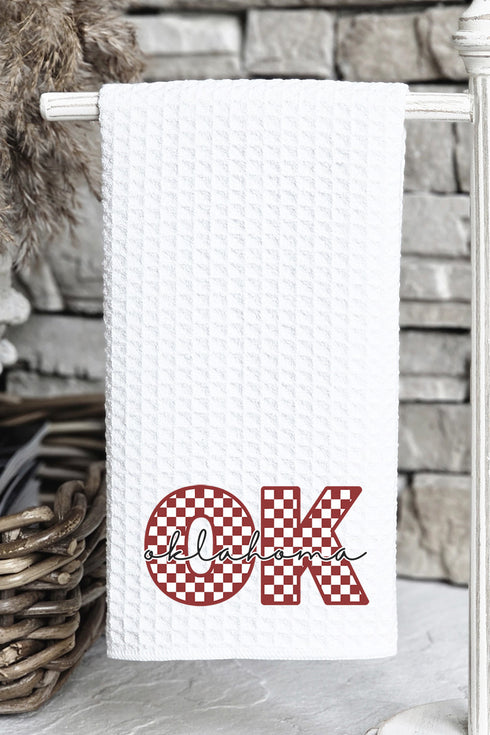 Oklahoma Checkered Waffle Kitchen Towel