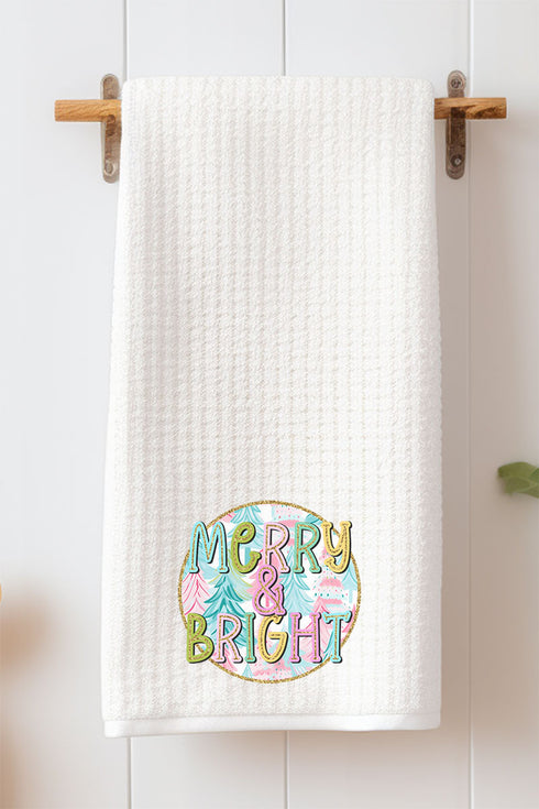 Pastel Merry And Bright Waffle Kitchen Towel