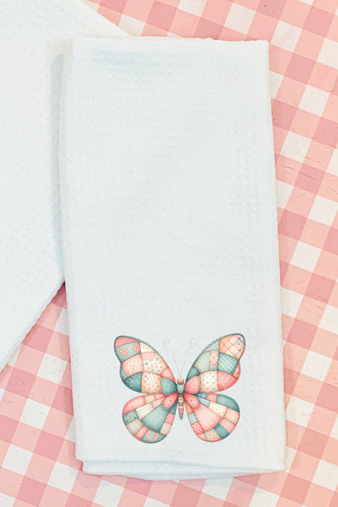 Patchwork Butterfly Waffle Kitchen Towel