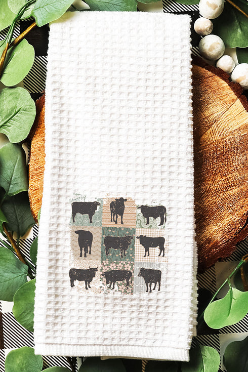 Patchwork Cows Waffle Kitchen Towel