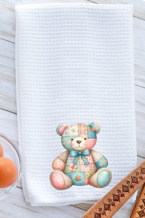 Patchwork Teddy Bear Waffle Kitchen Towel