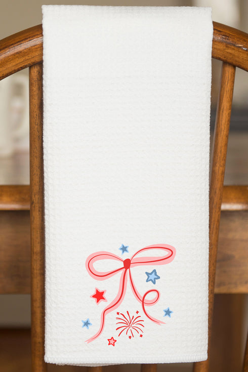 Patriotic Pop Coquette Waffle Kitchen Towel