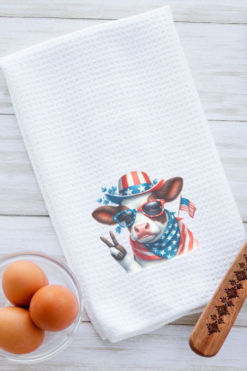 Peace Out Freedom Cow Waffle Kitchen Towel