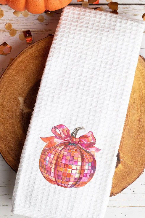 Pink Disco Pumpkin Waffle Kitchen Towel