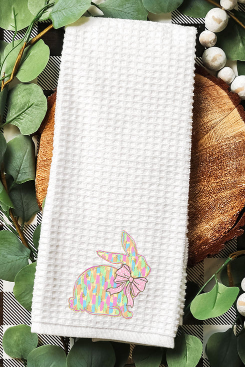 Preppy Brushed Bunny Waffle Kitchen Towel