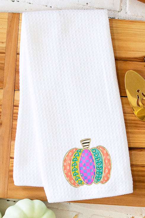 Pumpkin Patterns Waffle Kitchen Towel