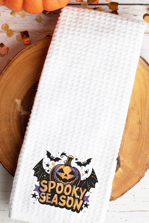Pumpkin Spooky Season Waffle Kitchen Towel