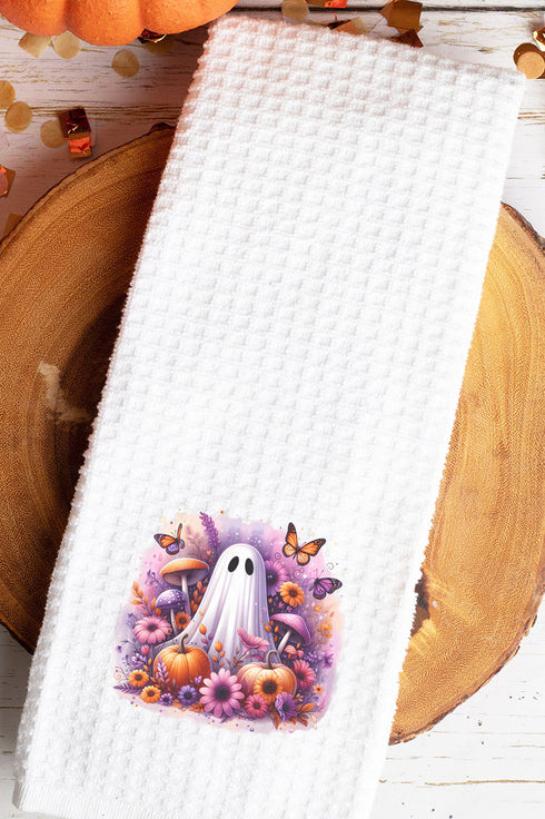 Purple Boho Boo Waffle Kitchen Towel
