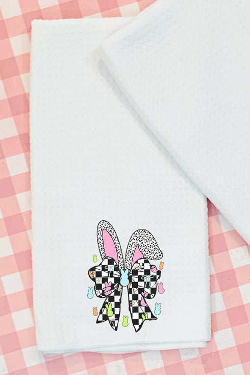 Retro Bunny Peeps Waffle Kitchen Towel
