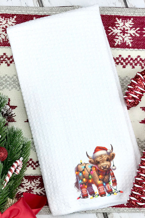 Santa Cow Twinklehoof Waffle Kitchen Towel