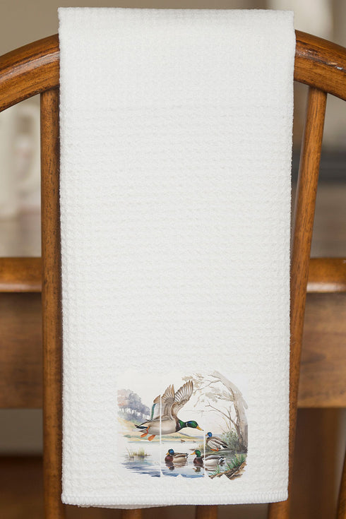 Scenic Mallards Waffle Kitchen Towel
