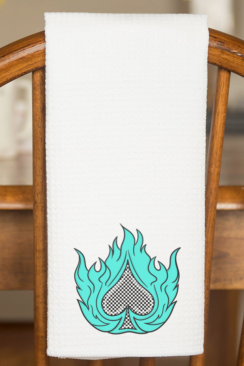 Spade In Flames Waffle Kitchen Towel