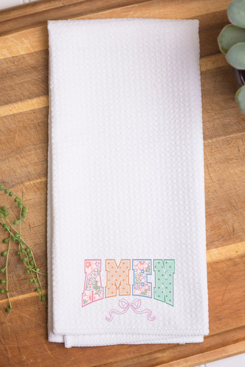 Springtime Amen Waffle Kitchen Towel