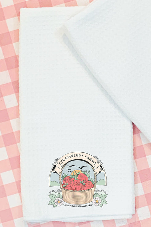 Strawberry Farms Waffle Kitchen Towel