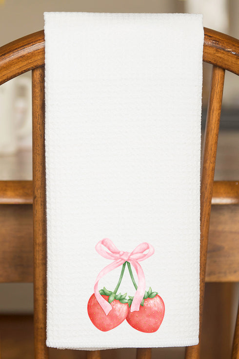 Strawberry Girly Waffle Kitchen Towel