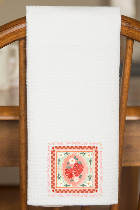 Strawberry Oh Taste & See Waffle Kitchen Towel