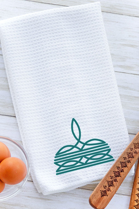 Turquoise Boot Stitch Waffle Kitchen Towel
