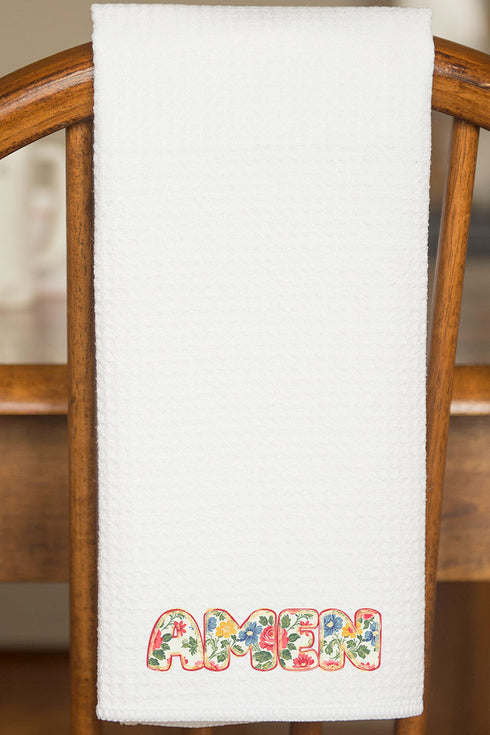 Vintage Bubble Amen Waffle Kitchen Towel