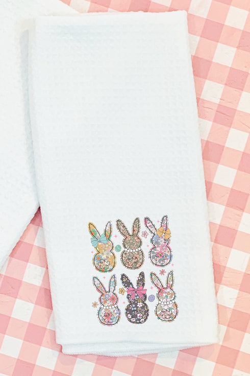 Vintage Bunny Blooms Waffle Kitchen Towel