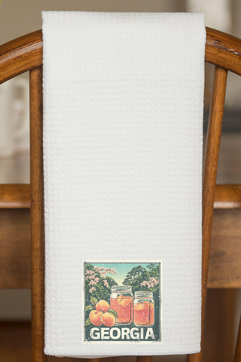 Vintage Georgia Stamp Waffle Kitchen Towel