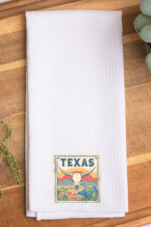 Vintage Texas Stamp Waffle Kitchen Towel