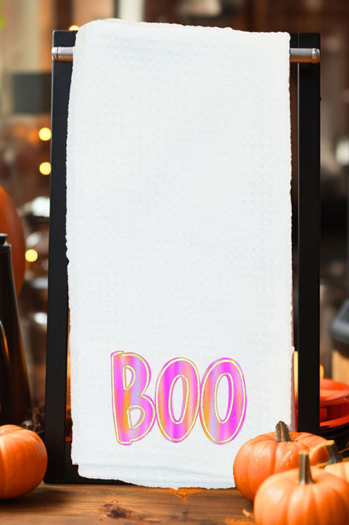 Watercolor Boo Waffle Kitchen Towel