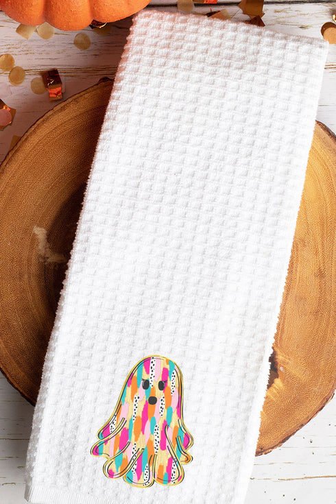 Watercolor Ghost Waffle Kitchen Towel