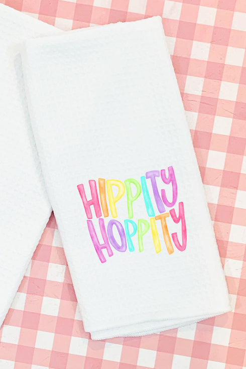 Watercolor Hippity Hoppity Waffle Kitchen Towel