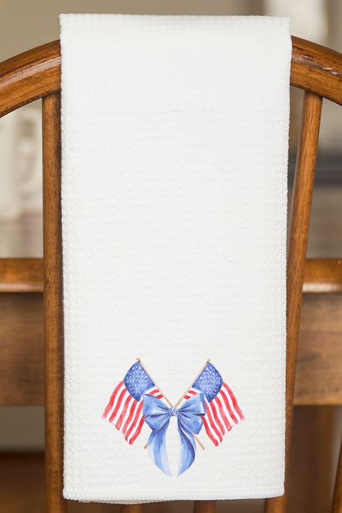 Watercolor Stars And Stripes Waffle Kitchen Towel