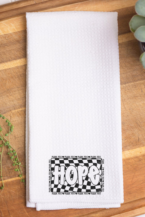 Wavy Checkered Hope Waffle Kitchen Towel
