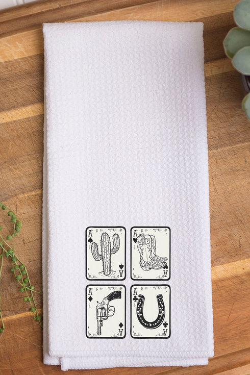 Western Four Of A Kind Waffle Kitchen Towel