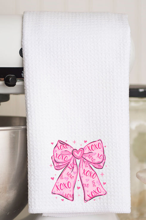 XOXO Coquette Cutie Waffle Kitchen Towel