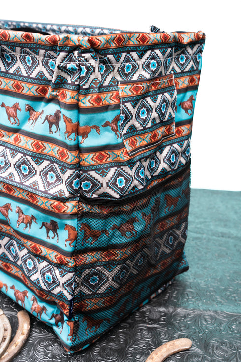 Blue Mountain Bronco Collapsible Double Haul-It-All Basket with Mesh Pockets and Lid