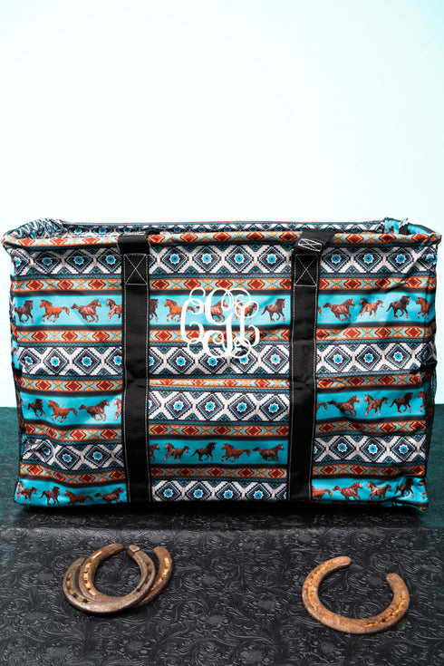 Blue Mountain Bronco Collapsible Double Haul-It-All Basket with Mesh Pockets and Lid