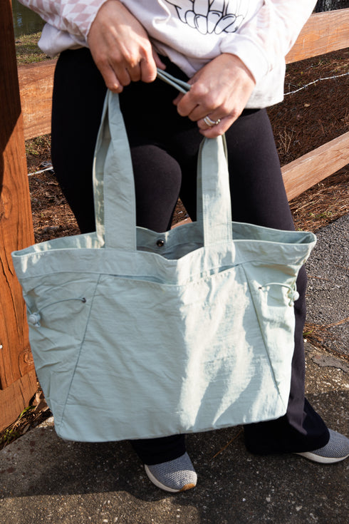 Light Green Shoreview Side Cinched Tote Bag