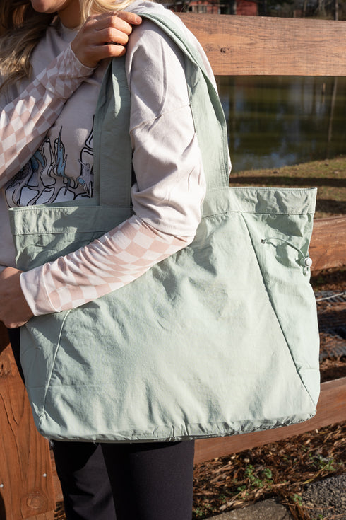 Light Green Shoreview Side Cinched Tote Bag