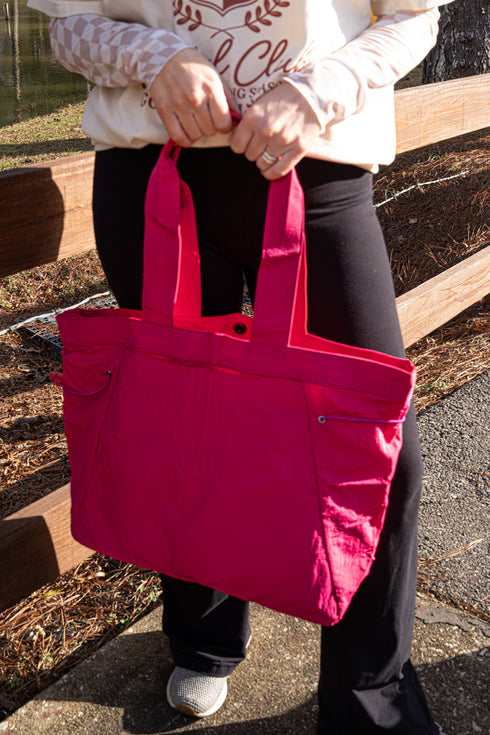 Raspberry Shoreview Side Cinched Tote Bag