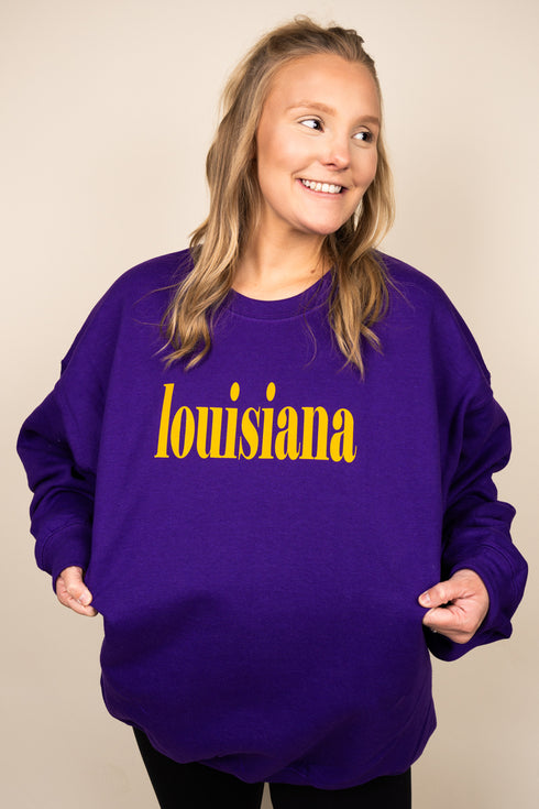 Louisiana Textured Vinyl Unisex Fleece Crew