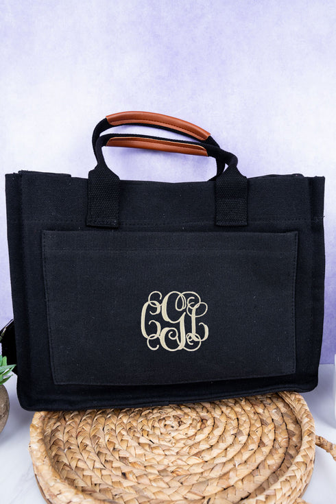 Black Laurel Bay Small Canvas Tote