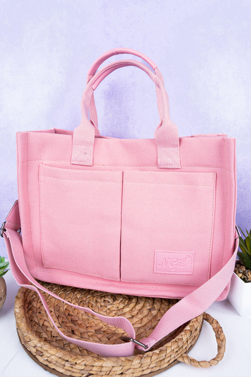 Pink Laurel Bay Small Canvas Tote