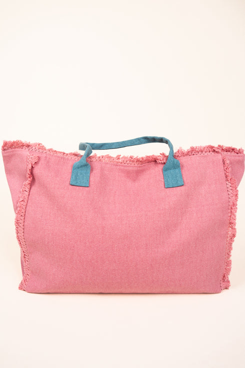 Summer Rope Text Pink Canvas Tote