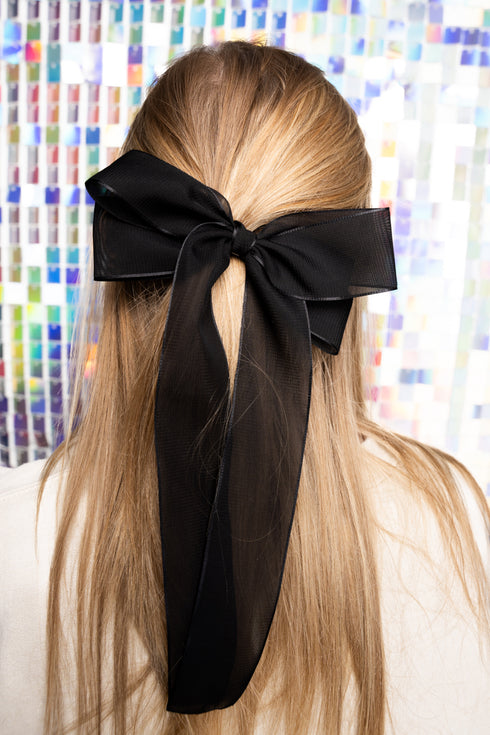 Sheer Delight Black Hair Bow Barrette